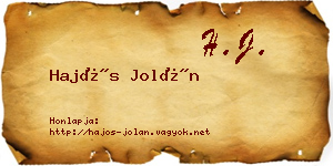 Hajós Jolán névjegykártya
